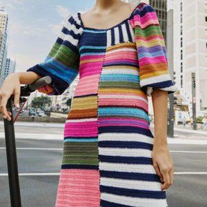 Farm RIO Crochet Striped Mini Dress